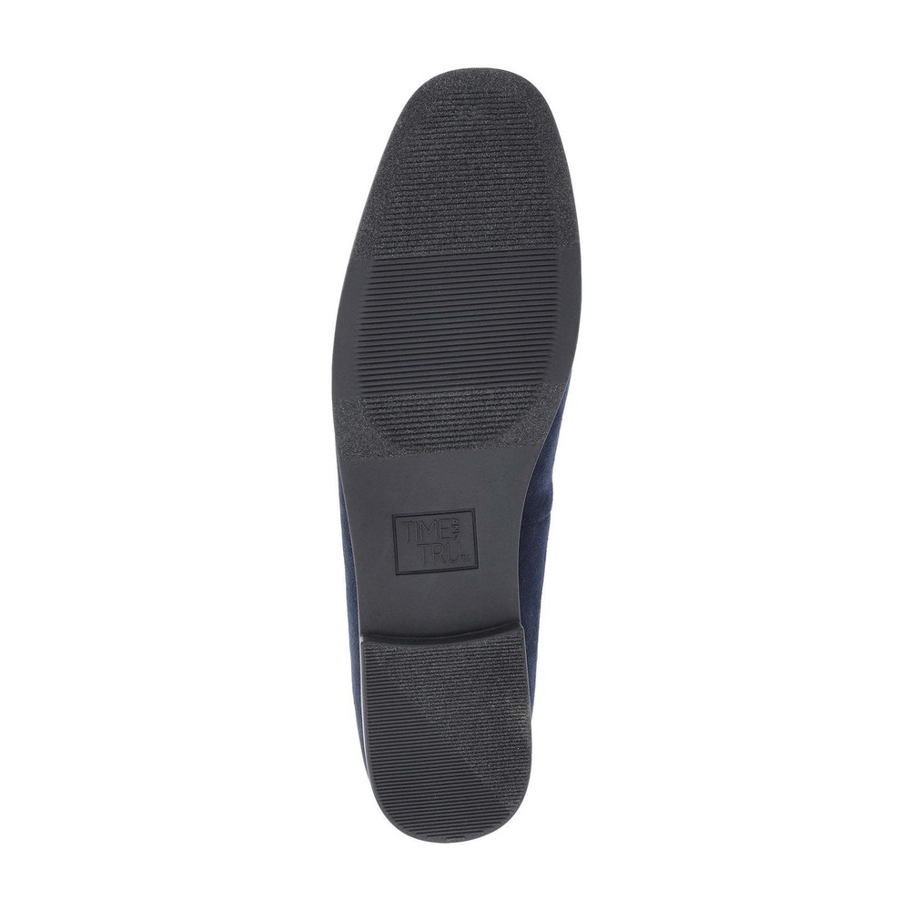 Time and Tru Womens Size‎ 9 Navy Blue Faux Microsuede Buckle Loafers NEW - Picture 5 of 5